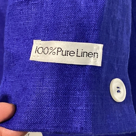 International Scene NWT Blue Pure Linen Double Breasted Blazer Size 13/14 - Picture 3 of 9